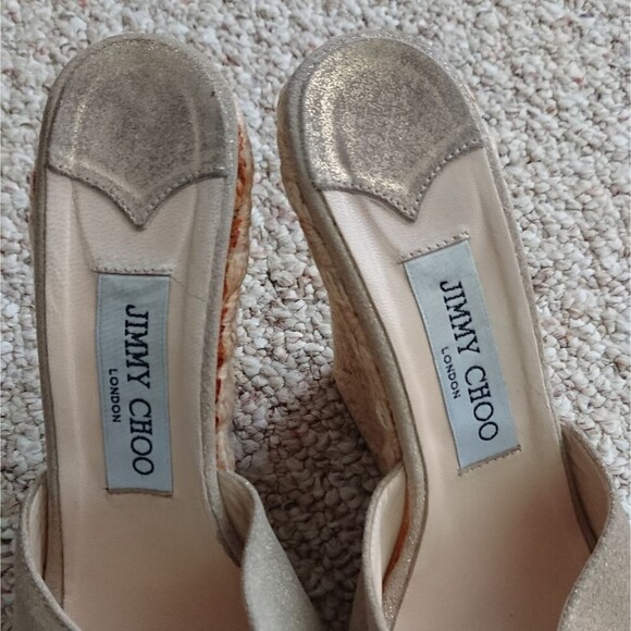 Jimmy Choo Glitter Phyllis Cross Strap wedges size 37.5 - Picture 8 of 10